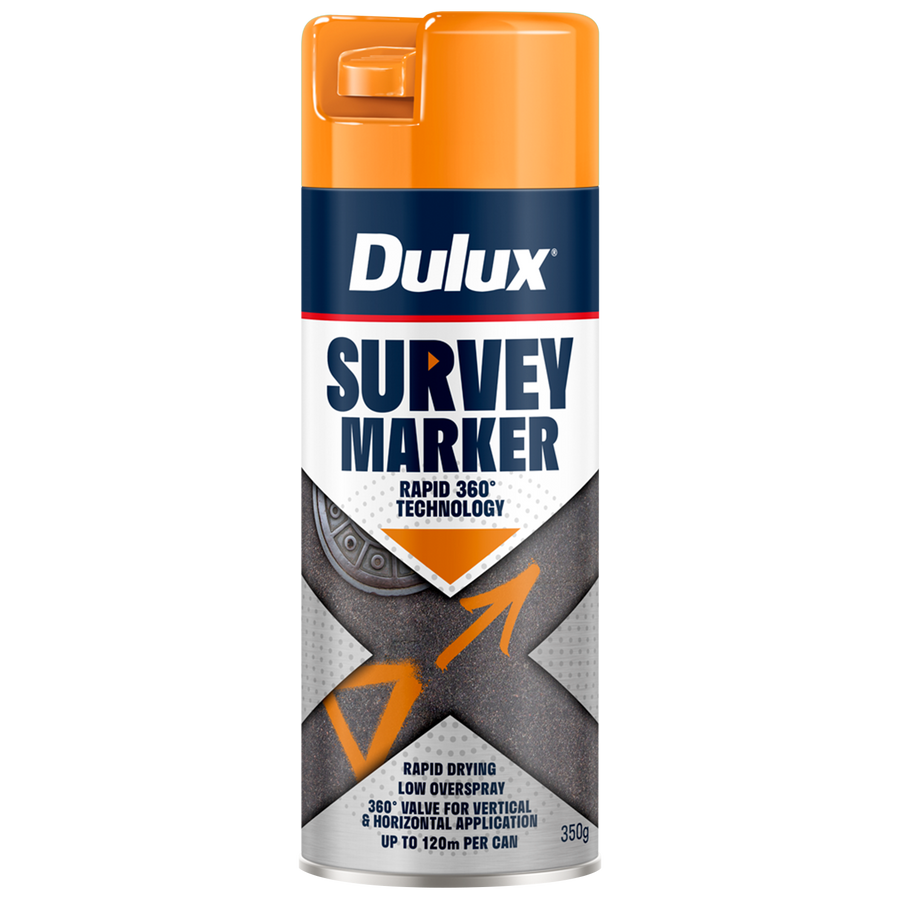 Dulux 350g Fluoro Orange Survey Marker Spray Paint - High Visibility