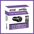 Antsig 40W 2 Port USB Car Charger - Dual USB-C - Fast Charging - Metal Housing - SuperSaverAU - view 3