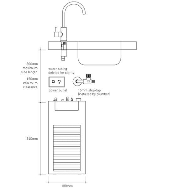 Billi Home C Chilled Filtered Water Tap - Square Slimline Gooseneck Dispenser - Chrome - 913000SCH