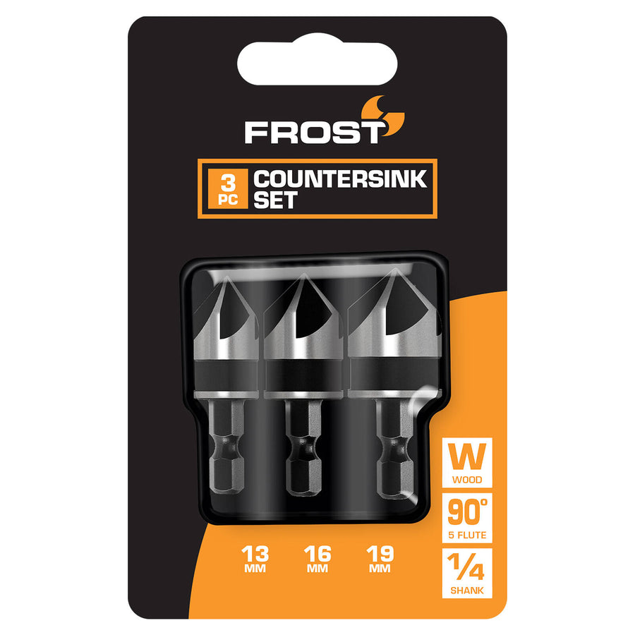Frost 13-16-19mm Countersink HCS Rose Head Set, 3 Pack