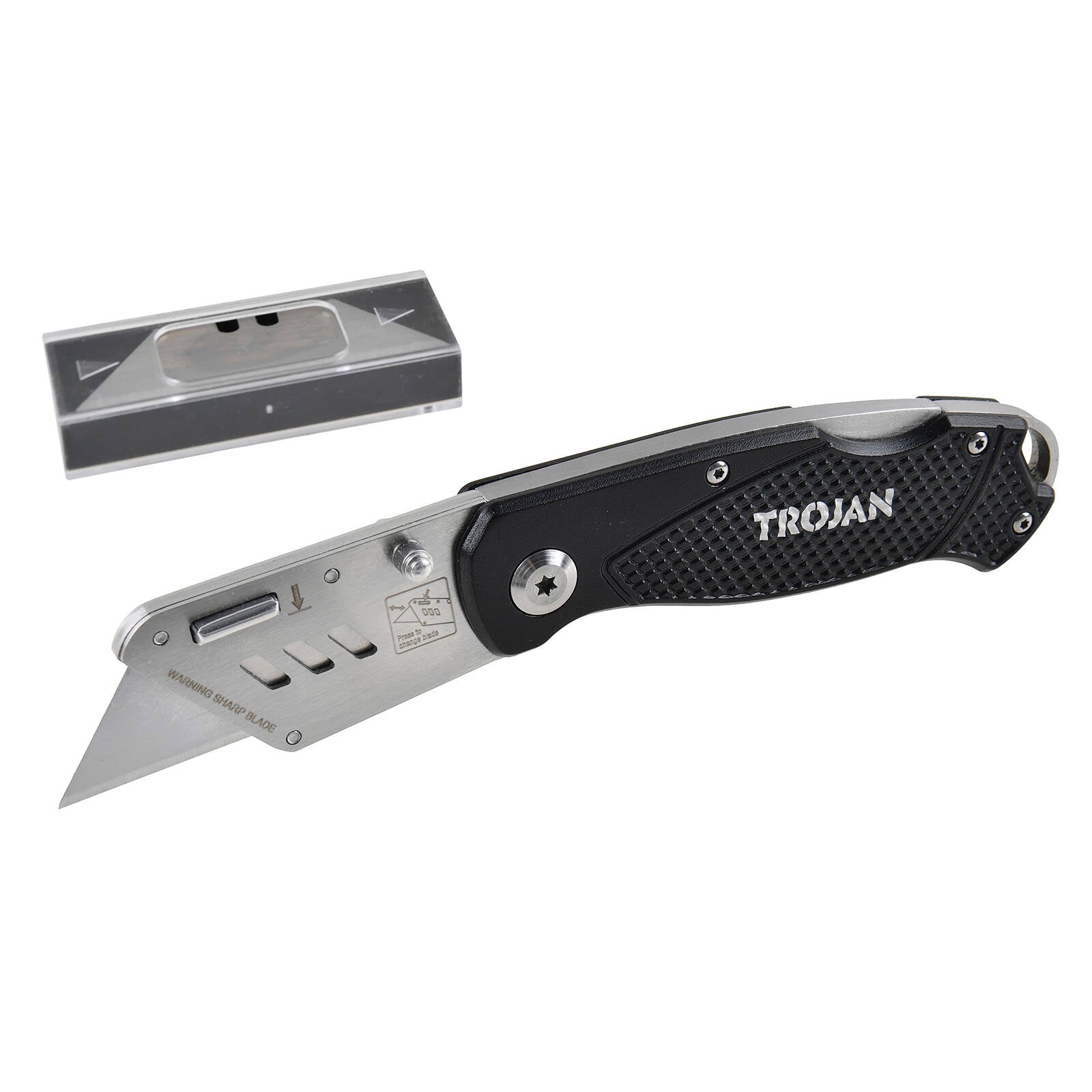 Trojan Folding Utility Knife with Lockable Blade Storage