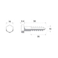 Zenith M10 x 50mm Hot Dip Galvanised Hex Head Coach Screws - 25 Pack