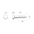 Zenith M10 x 50mm Hot Dip Galvanised Hex Head Coach Screws - 25 Pack - Heavy-Duty Fastening - SuperSaverAU - view 3