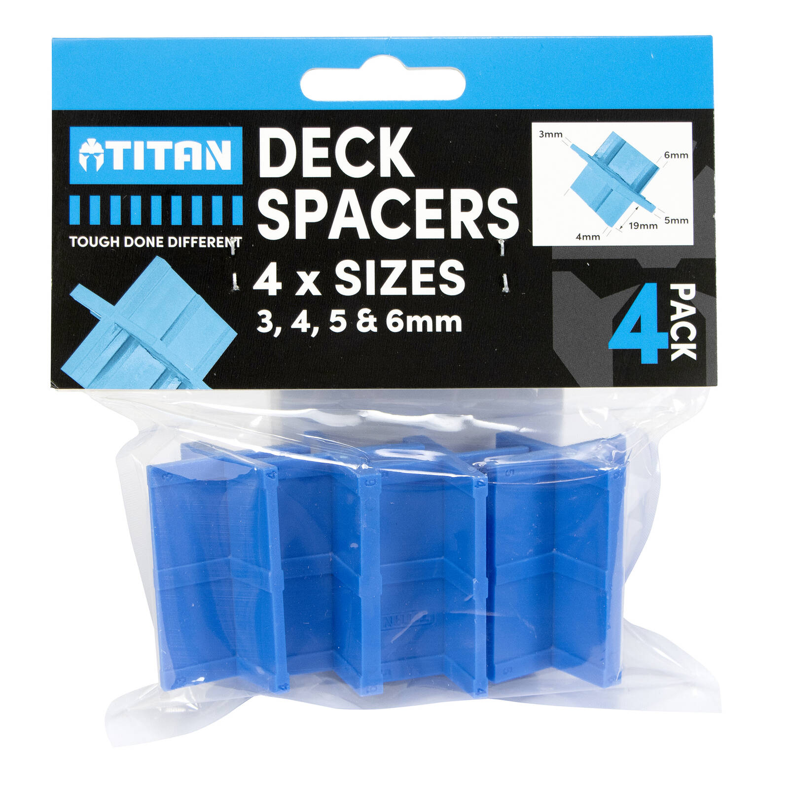 Titan Deck Spacers Plastic 4 Sizes - 4 Pack