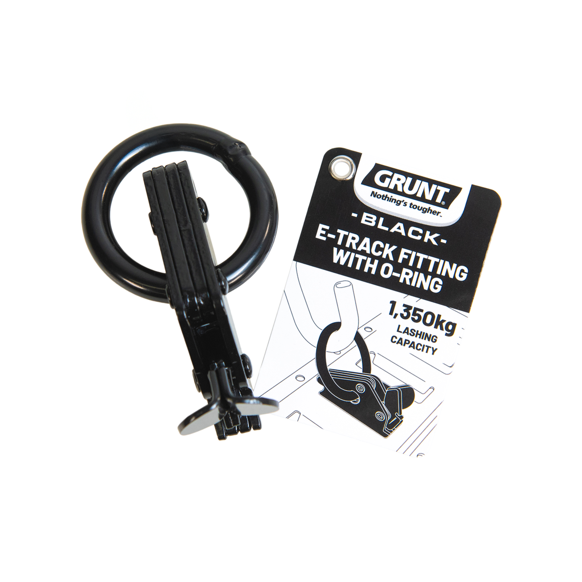 Grunt 50mm Black O Ring E Track Fitting - Heavy-Duty Cargo Securement - SuperSaverAU - view 2