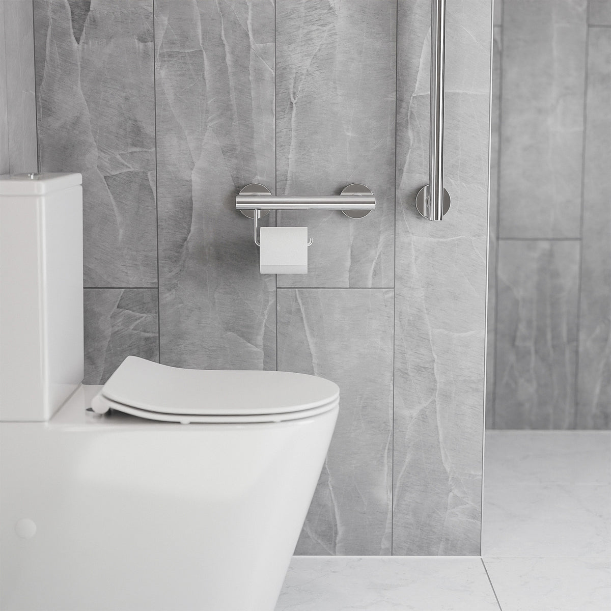evekare Stainless Steel Toilet Roll Holder Grab Rail 32mm 250kg Wall Mount