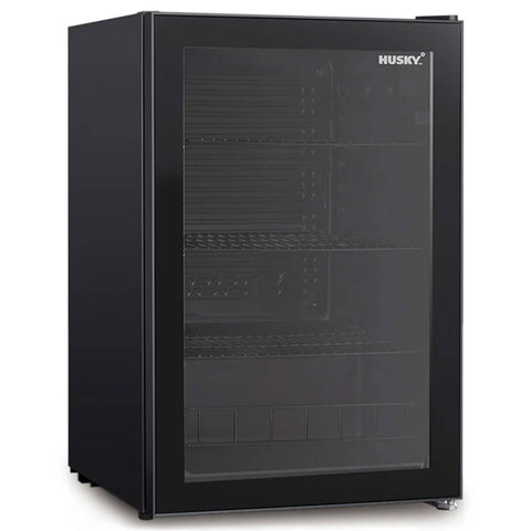 Husky Bar Fridge - Black, Anti-Condensation Heated Door, Double Glazed, 2 Star Rating - HUS130HDBLK