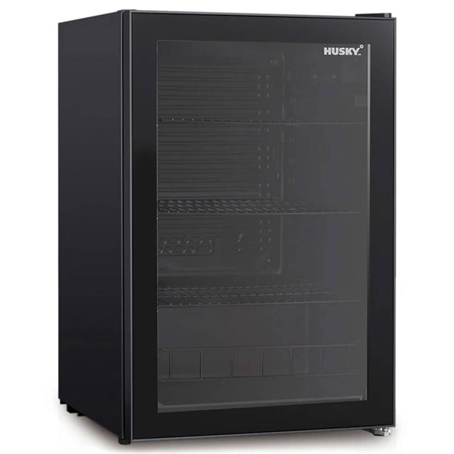 Husky Bar Fridge - Black, Anti-Condensation Heated Door, Double Glazed, 2 Star Rating - HUS130HDBLK