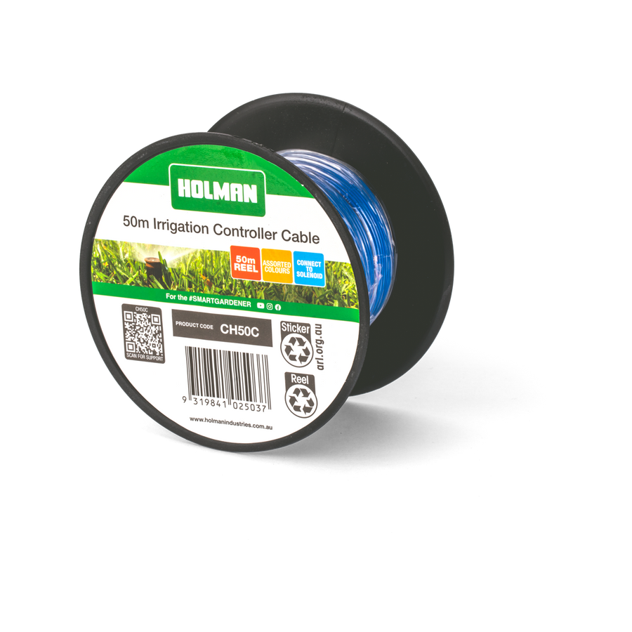 Holman 50m Irrigation Wire Cable - 5 Assorted Colours, Spool
