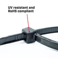 Crescent Cable Ties - 150 x 3 6mm - Black - 25 Pack - Nylon - UV Resistant - SuperSaverAU - view 3