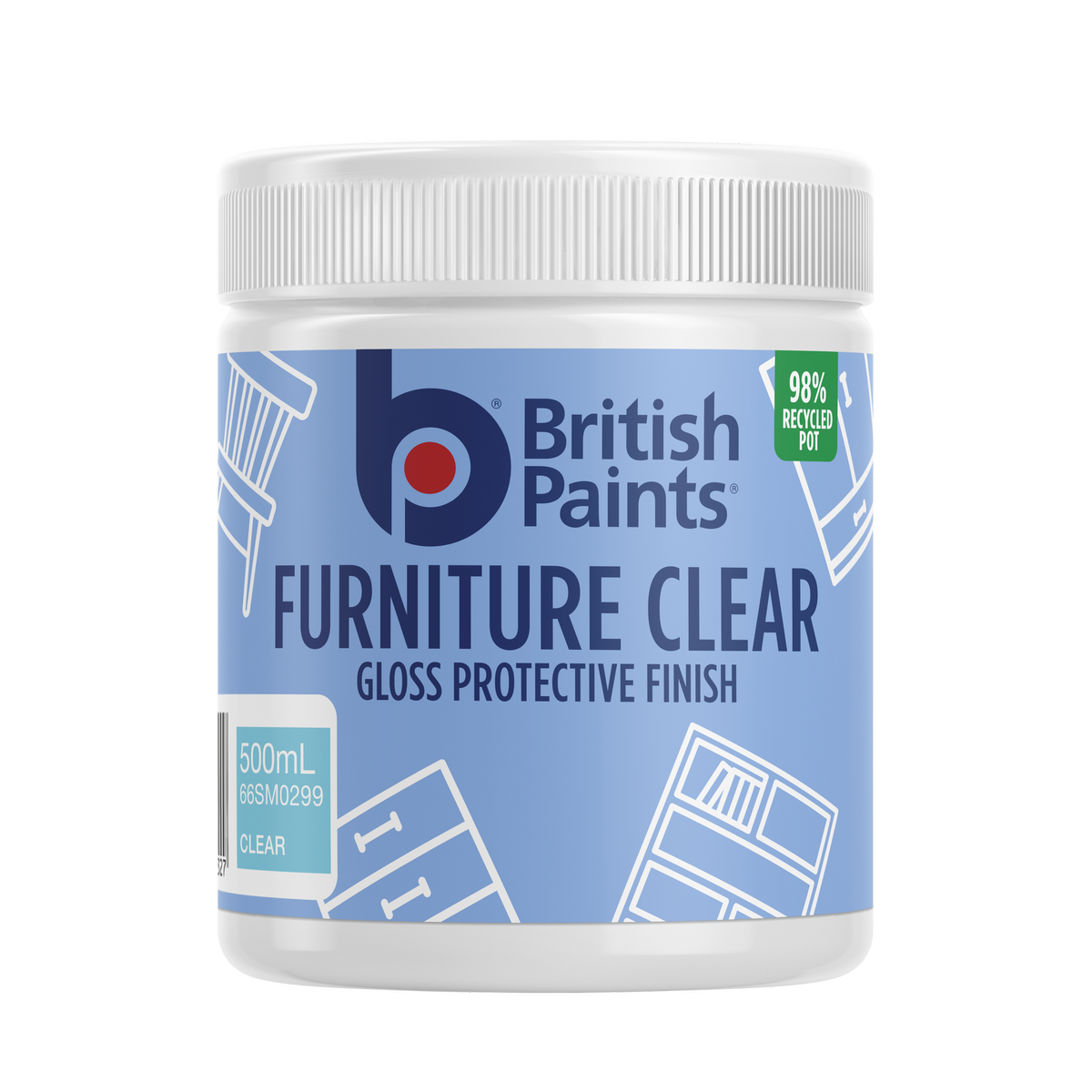 British Paints Furniture Clear Gloss Finish - 500ml - Durable Protection - SuperSaverAU - view 1