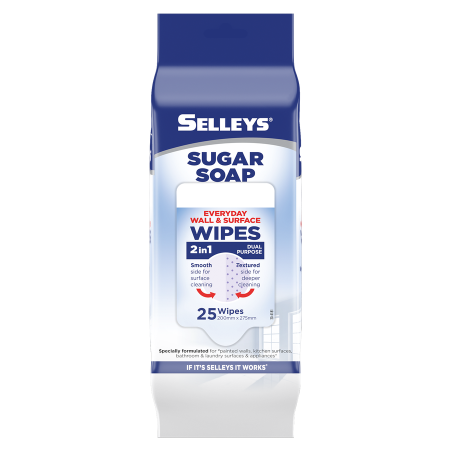 Selleys Sugar Soap Wall Cleaning Wipes 25 Pack, Indoor & Outdoor
