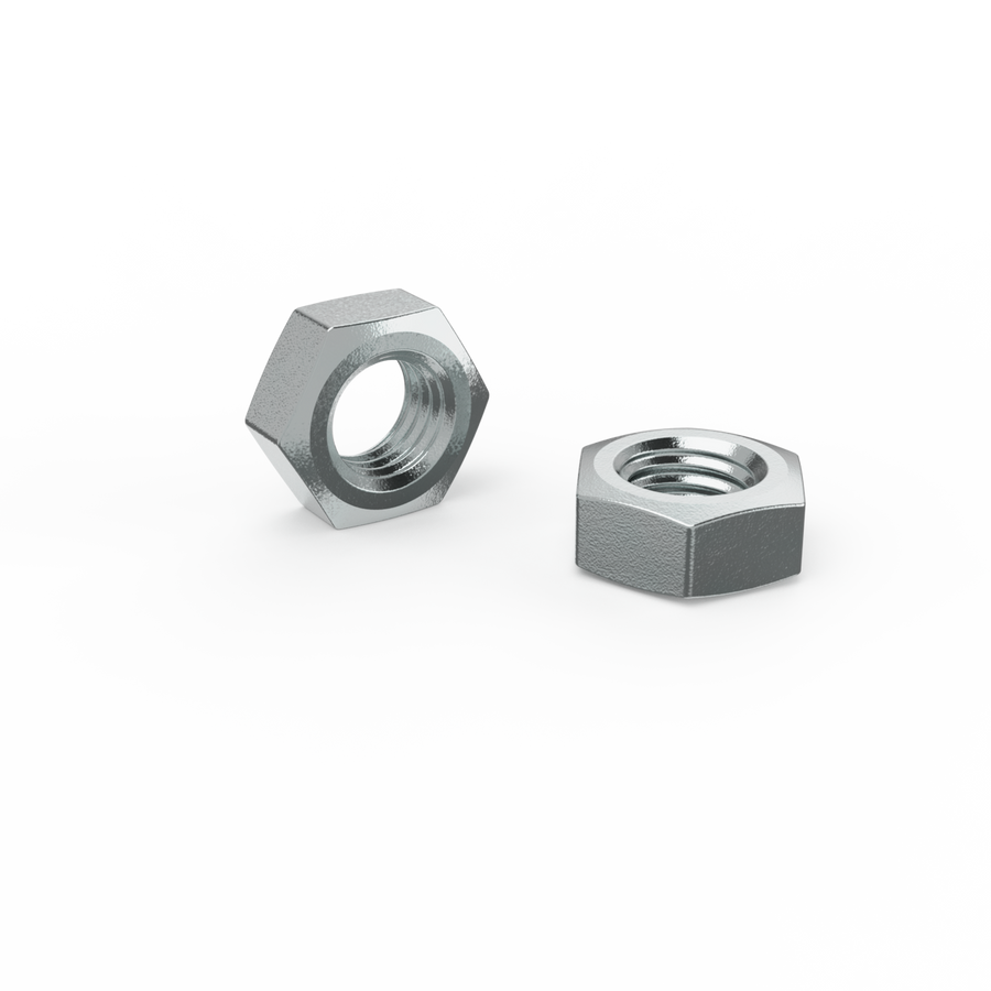 Zenith M8 Zinc Plated Hex Nuts - 14.7mm x 6.6mm - Silver - Coarse Thread - Each - SuperSaverAU - view 1