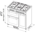 Artusi 90cm Dual Fuel Freestanding Oven in Cream - 5 Gas Burners, Two Ovens, Separate Grill - AFGR935CR