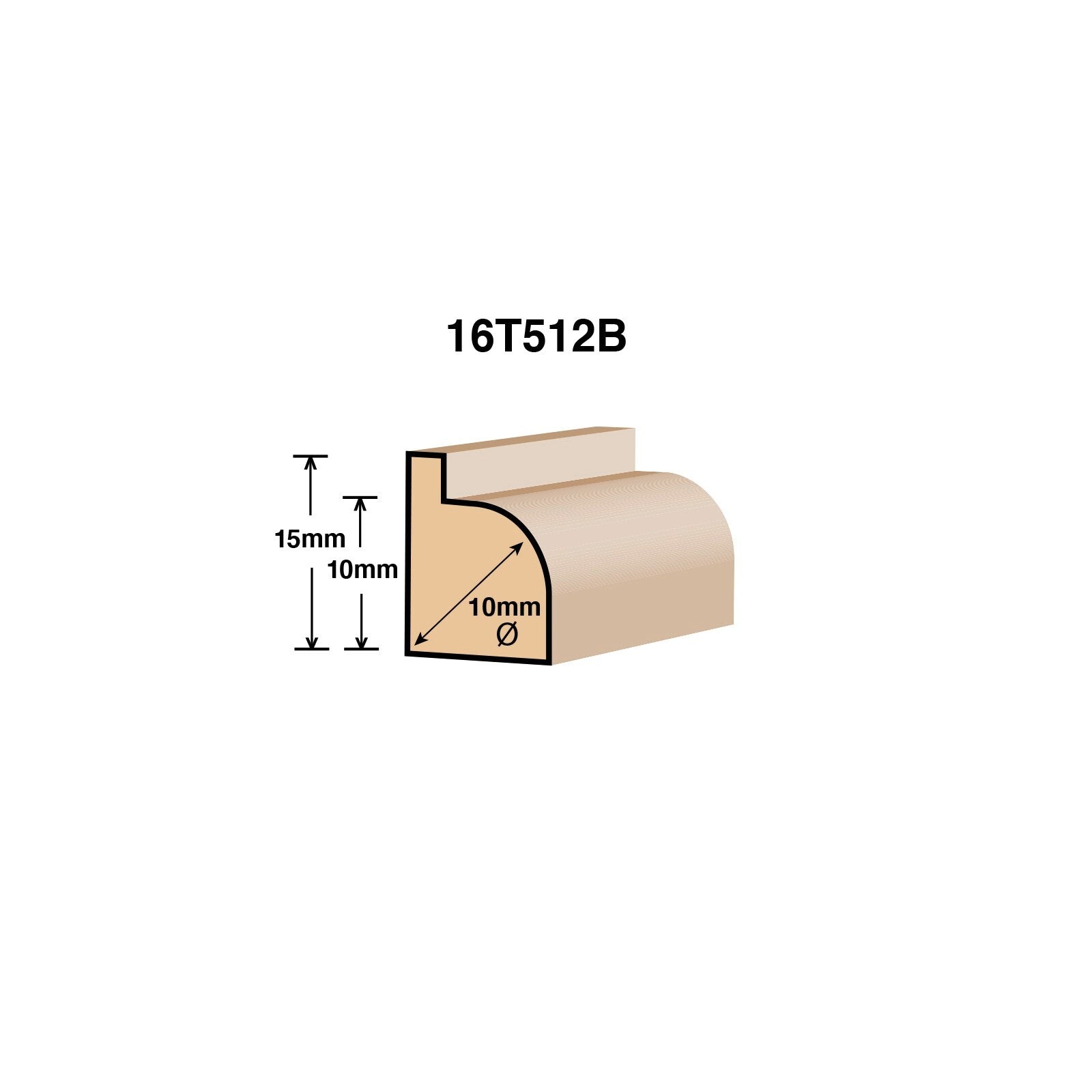 Ultra 6.4 x 10mm Round Over Tungsten Carbide Router Bit
