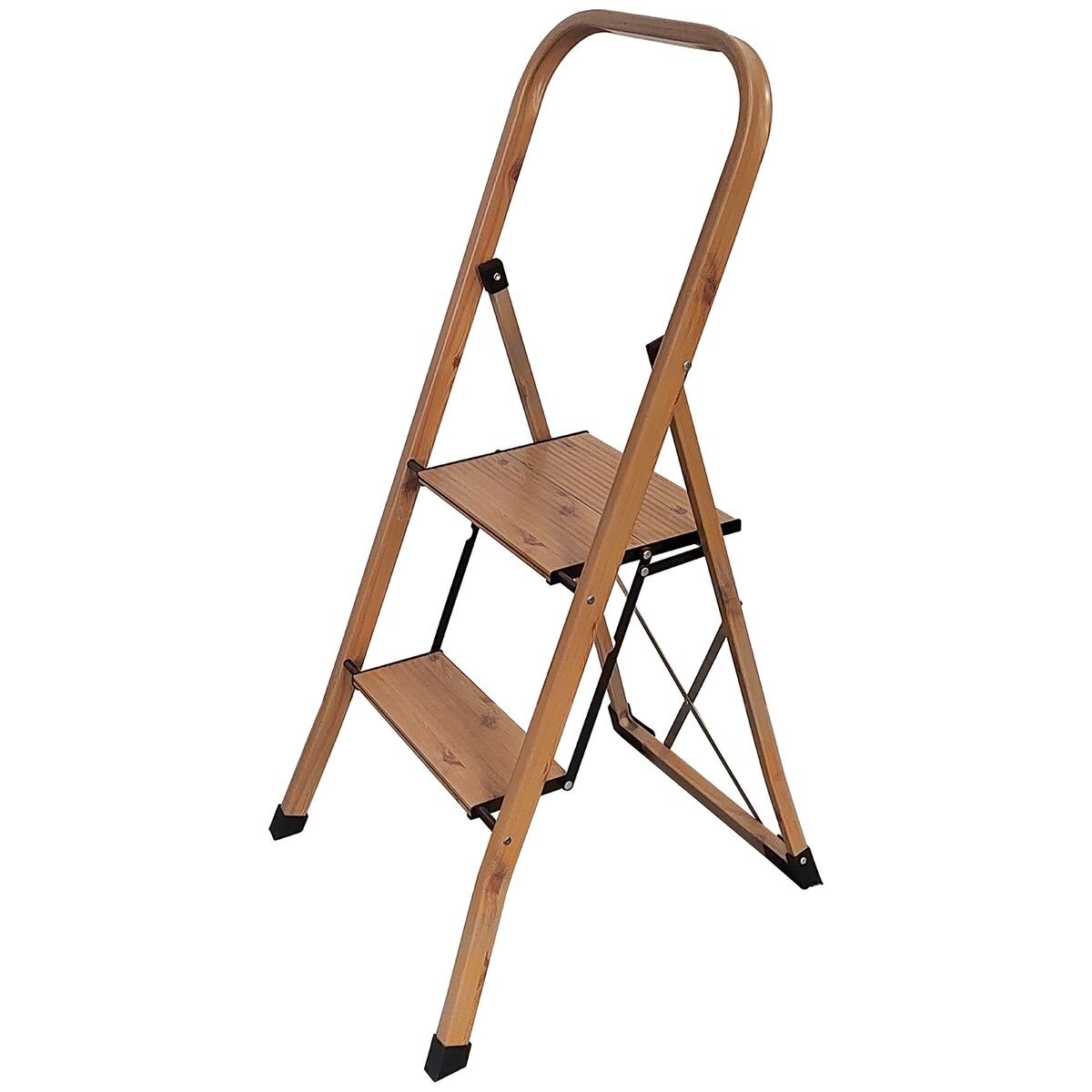 L.T. Williams 2 Step Ladder with Bar - Woodgrain Aluminium - 120kg Load Capacity - 9757