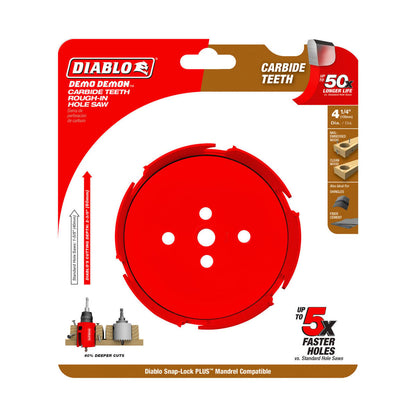 Diablo 4 1/4" Demo Demon Carbide Teeth Hole Saw - 60mm Cutting Depth - Fast Cutting