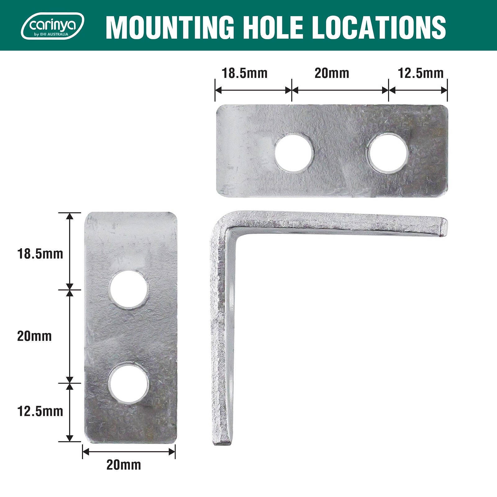Carinya 50 x 50mm Galvanised Steel Angle Bracket - 4 Pack