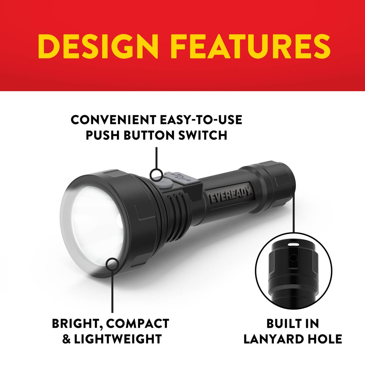 Eveready Rechargeable Torch 150 Lumen - 3 Modes - Lightweight - USB Rechargeable - SuperSaverAU - view 4