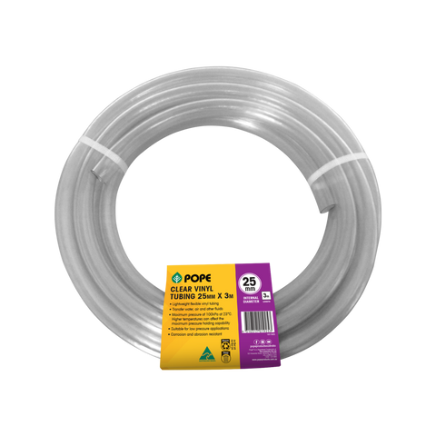 Pope Clear Vinyl Tubing 25mm x 3m - Lightweight - Flexible - Durable - SuperSaverAU - view 1