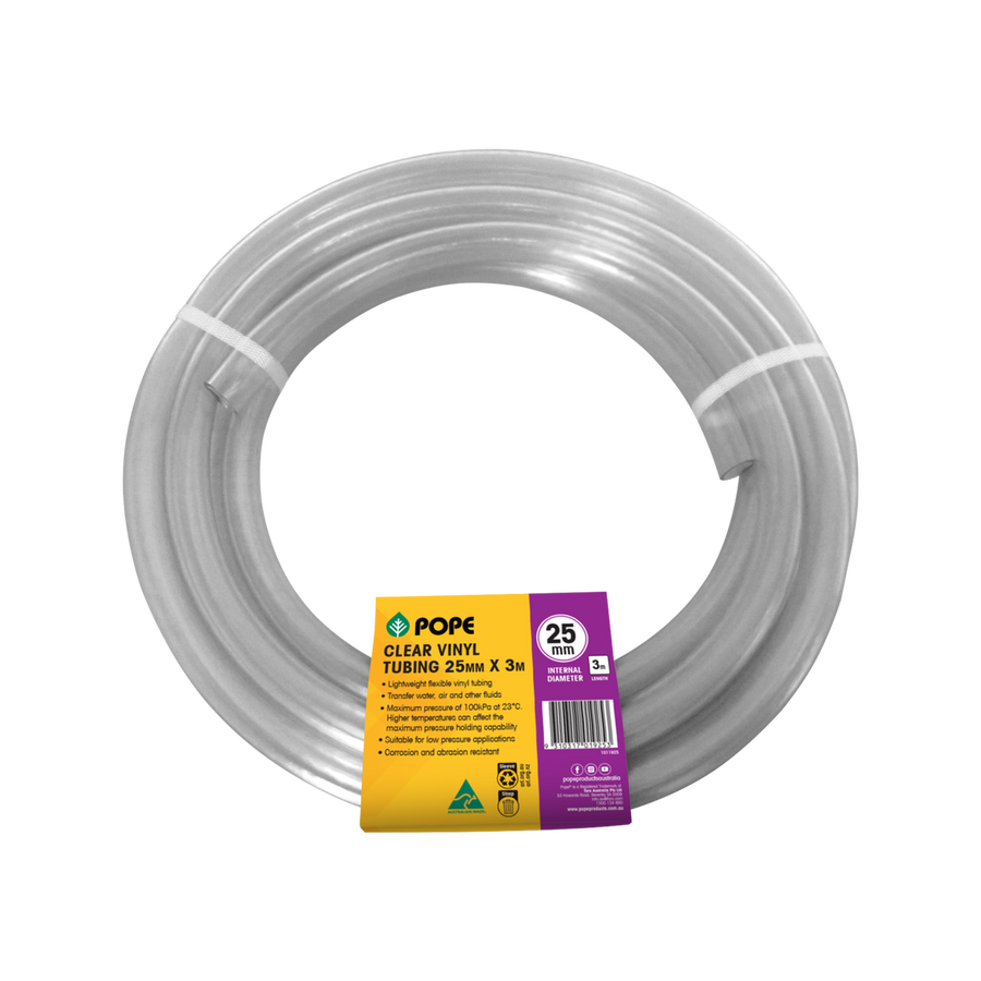 Pope Clear Vinyl Tubing 25mm x 3m - Lightweight - Flexible - Durable - SuperSaverAU - view 1
