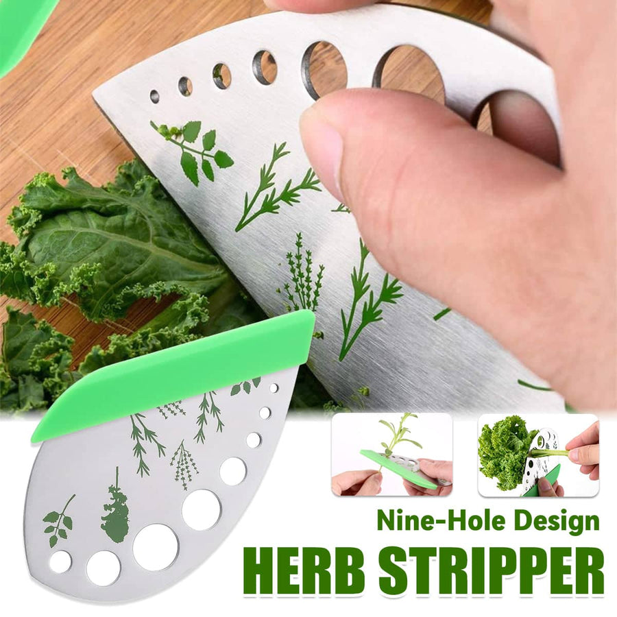 9-Hole Stainless Steel Herb Stripper, Green