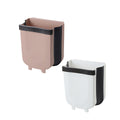 9 Litre Hanging Waste Bin, Wall Mounted Folding Kitchen Cabinet Trash Can - Dusty Pink - view 3