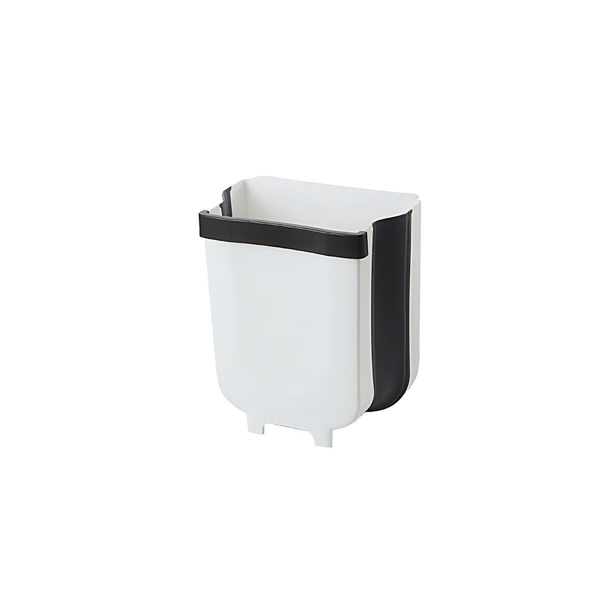 9 Litre Hanging Waste Bin, Wall Mounted Folding Kitchen Cabinet Trash Can - White