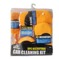 9 Piece Microfibre Car Cleaning Kit with Wash Mitt, Sponge and Brush - Orange