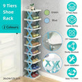9 Tier Shoe Rack Space Saving Storage Organiser Stand - Green - view 2