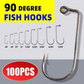 90 Degree High Carbon Steel Jig Hooks for Fishing - Size 3/0, Pack of 100 - view 2