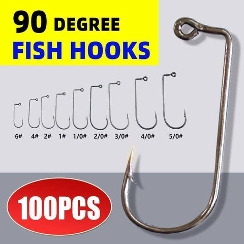 90 Degree High Carbon Steel Jig Hooks for Fishing - Size 4/0, Pack of 100 - view 2