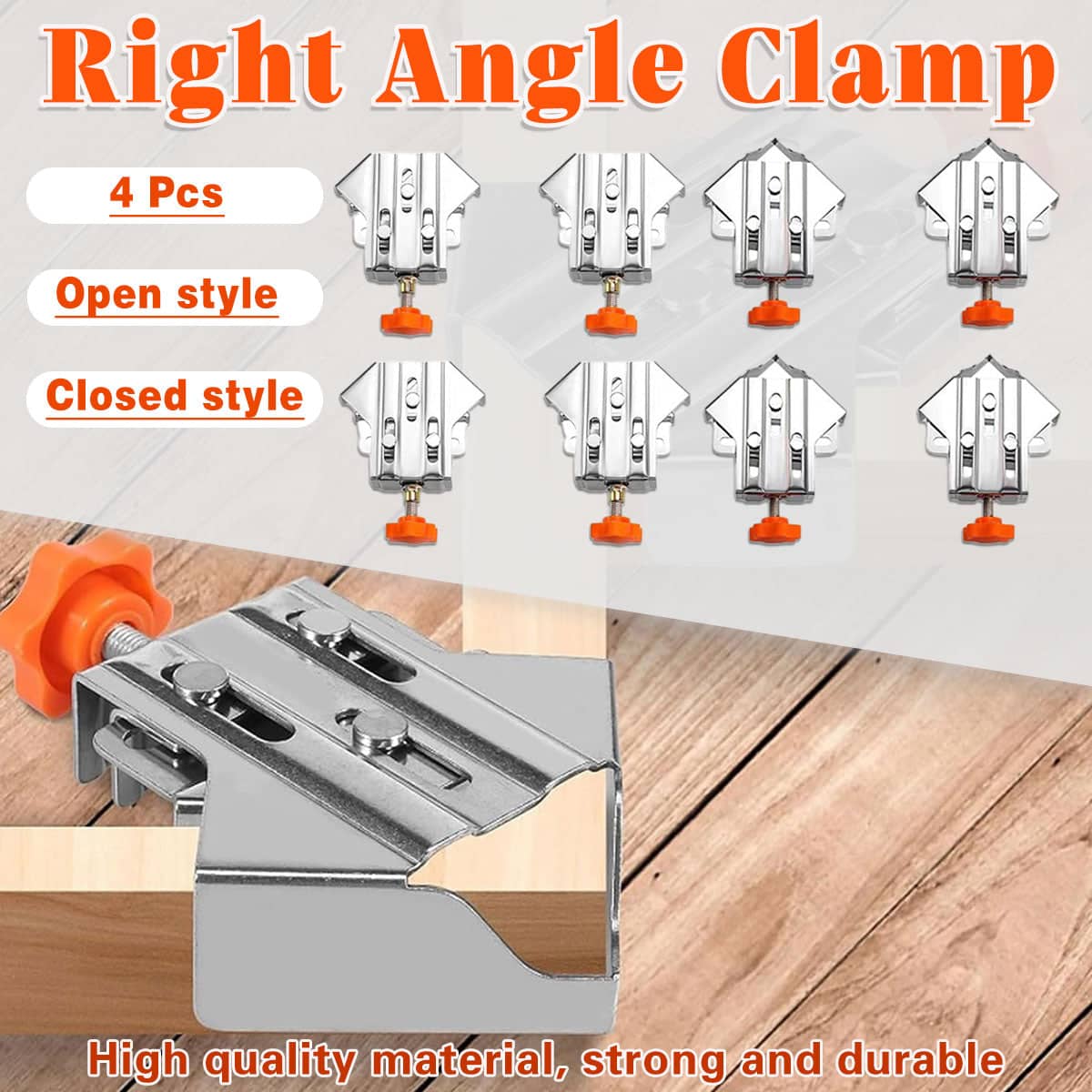 90 Degree Right Angle Clamps, Stainless Steel - Closed Style, Set of 4 - view 2