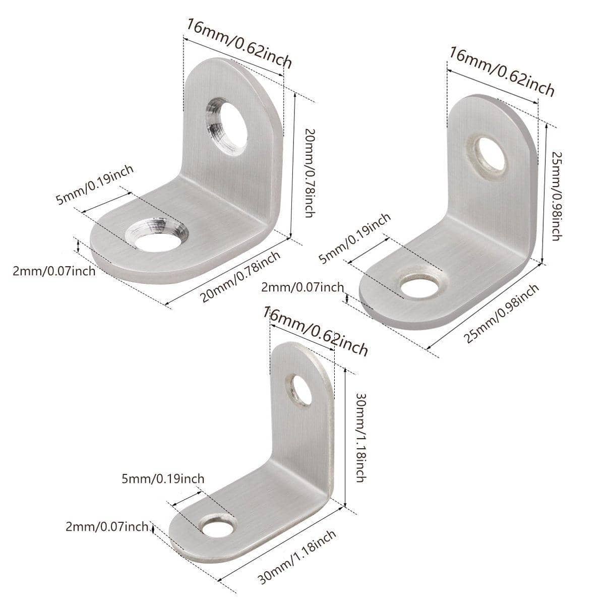 90 Degree Stainless Steel Angle Brackets - 25 x 25 x 16 mm, Pack of 10 - view 4