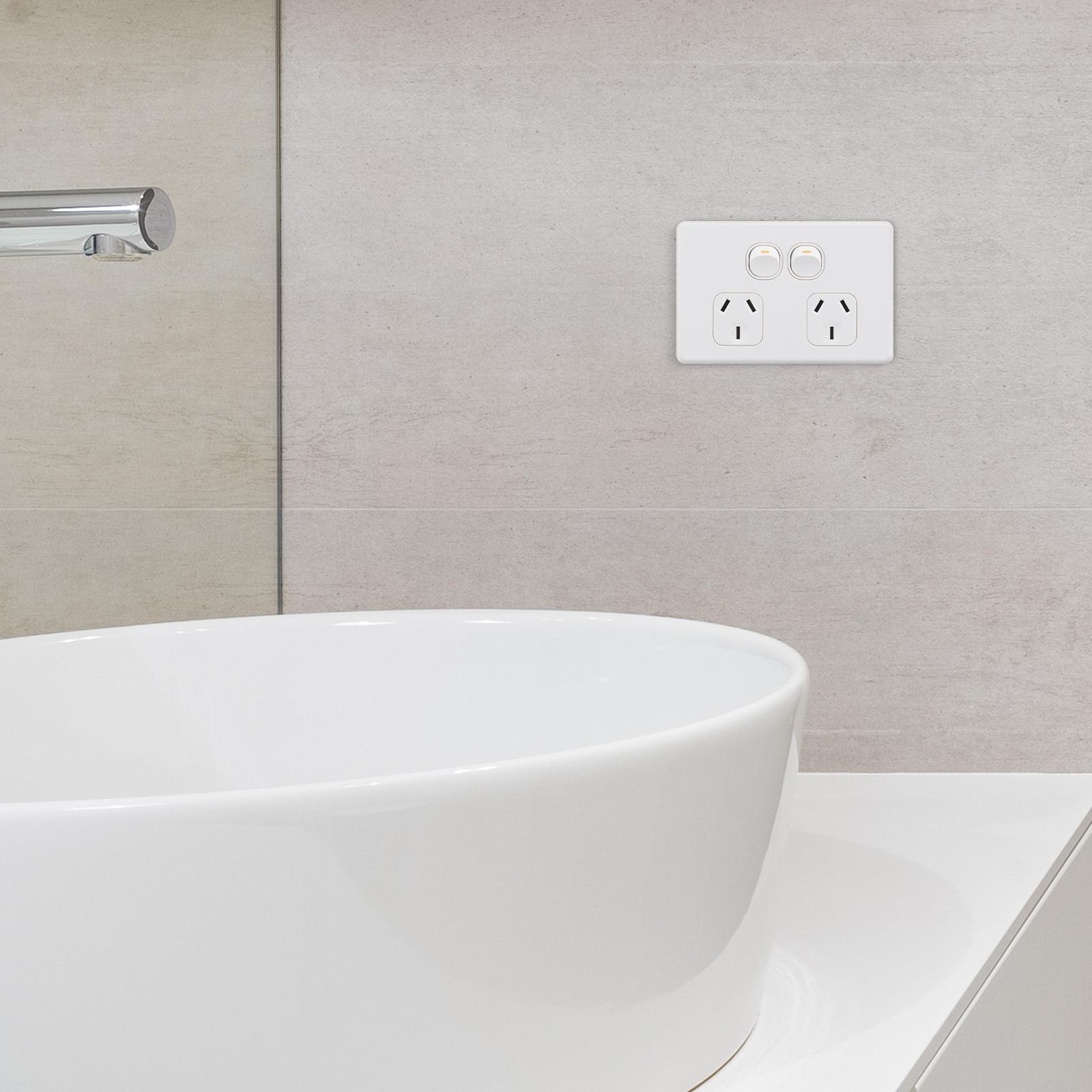 Deta White Matte S-Line Double Power Point 10A 250V