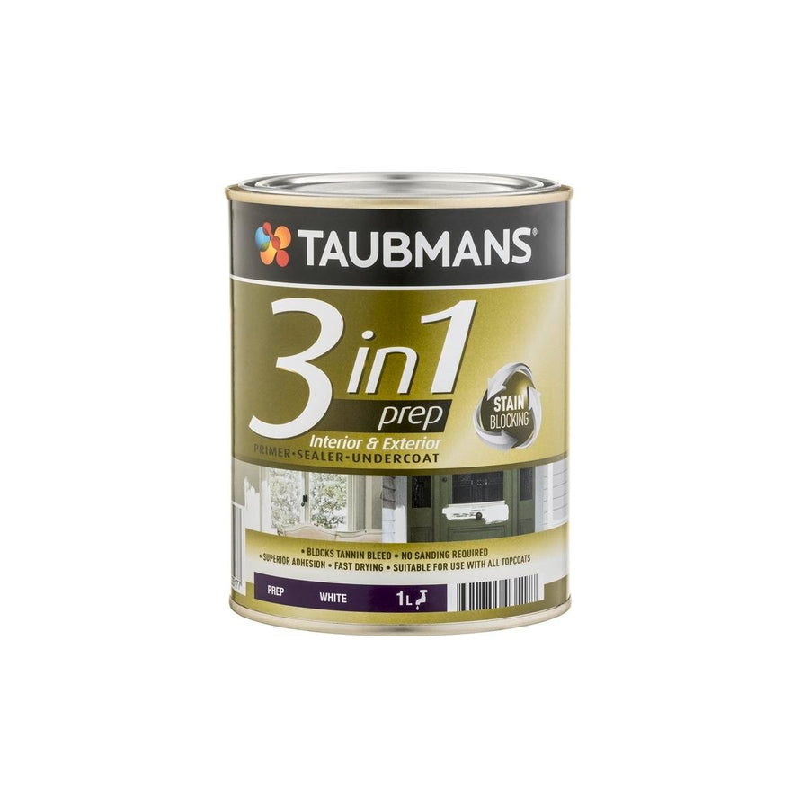 Taubmans 3 in 1 Primer Undercoat Sealer Paint - 1L - White - Fast Drying - SuperSaverAU - view 1