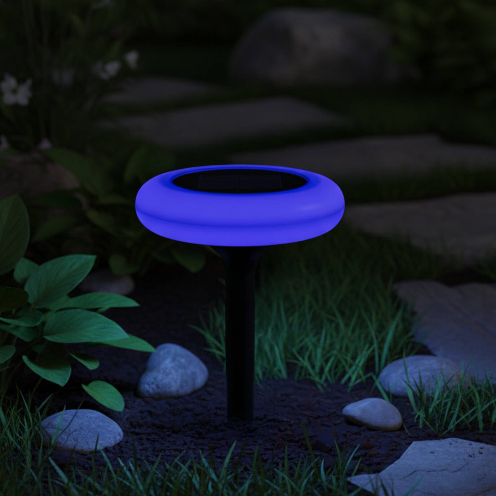 Click Solar RGB Stake Light Black LED Weather Resistant Outdoor Garden Light