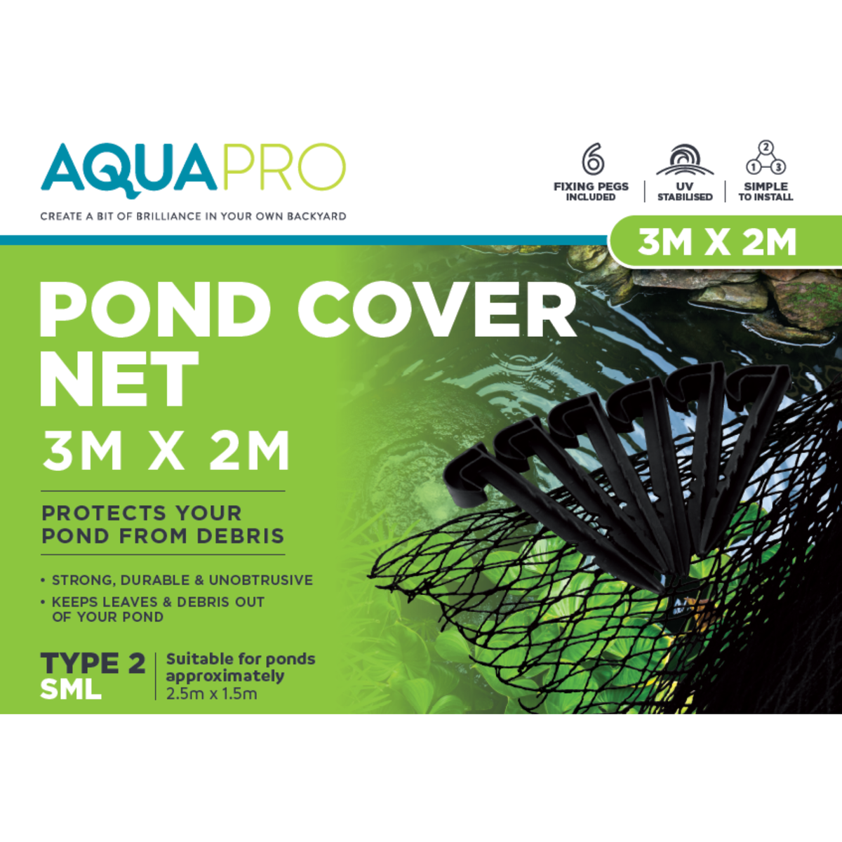 Aquapro Pond Cover Net - 3 x 2m - Durable - Leaf Protection - SuperSaverAU - view 2