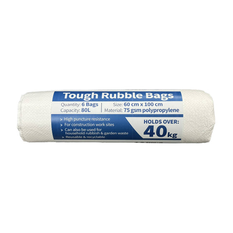 Ametalin Tough Rubble Bags 600 x 1000mm Heavy-Duty Woven - 6 Pack