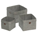 Flexi Storage Living 7L Light Grey Square Felt Baskets - Set of 3, Stackable