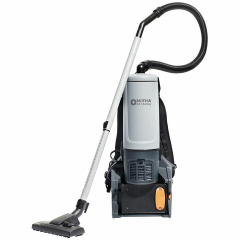 Nilfisk GD5 Commercial Battery Backpack Vacuum Cleaner - Up to 60 Minutes Runtime, 5L Bag, 60dB - 41600840