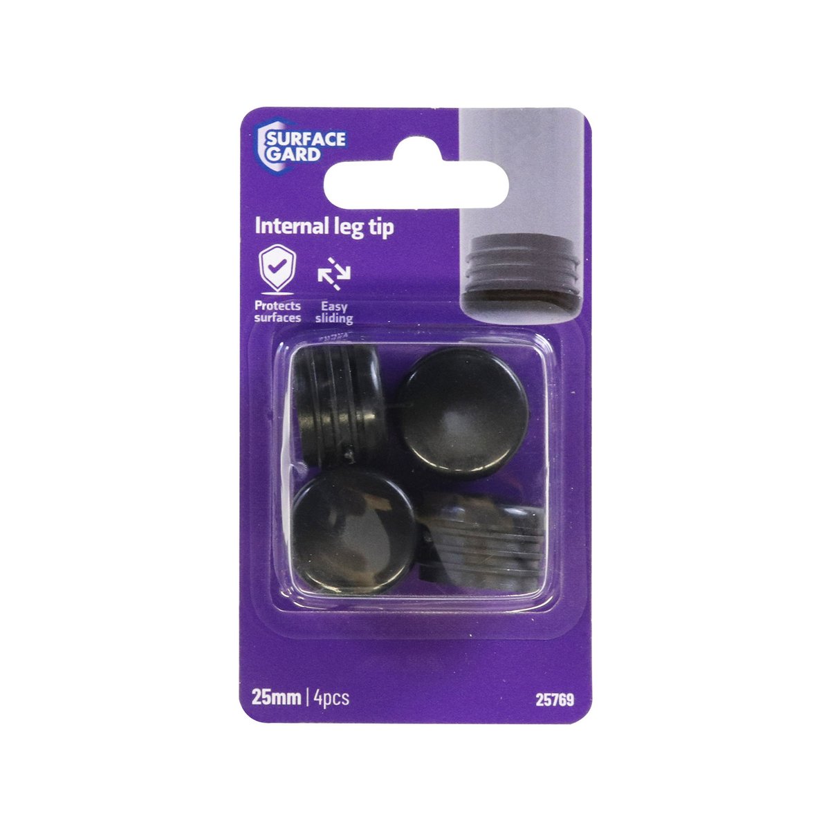 Surface Gard Chair Tip 25mm Black Plastic 4 Pack Easy Glide - SuperSaverAU - view 5
