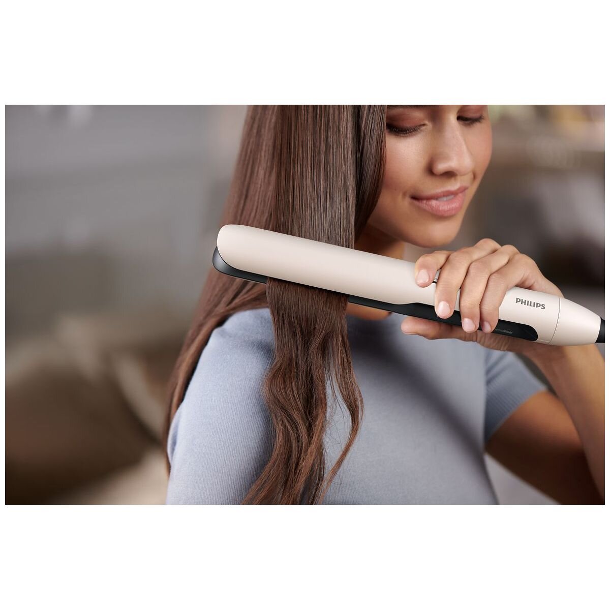 Philips Hair Straightener 5000 - 12 Heat Settings - Argan-Oil Ceramic Plates - Pearl Peach - BHS510-50