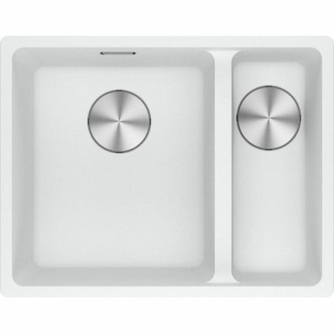 Franke Maris 1 and 1/2 bowl right topmount sink with extension drainer - Polar White - MRG660-SBRPWFPC