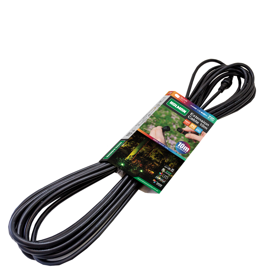 Holman RGB Colour Garden Light Extension Cable 10m - Waterproof - 4-Pin - Black - SuperSaverAU - view 1