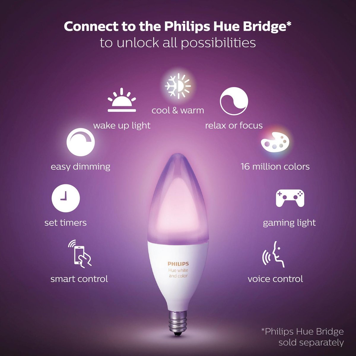 Philips Hue P45 E14 LED Smart Candle 470lm 6W - Colour Changing - Dimmable - SuperSaverAU - view 2