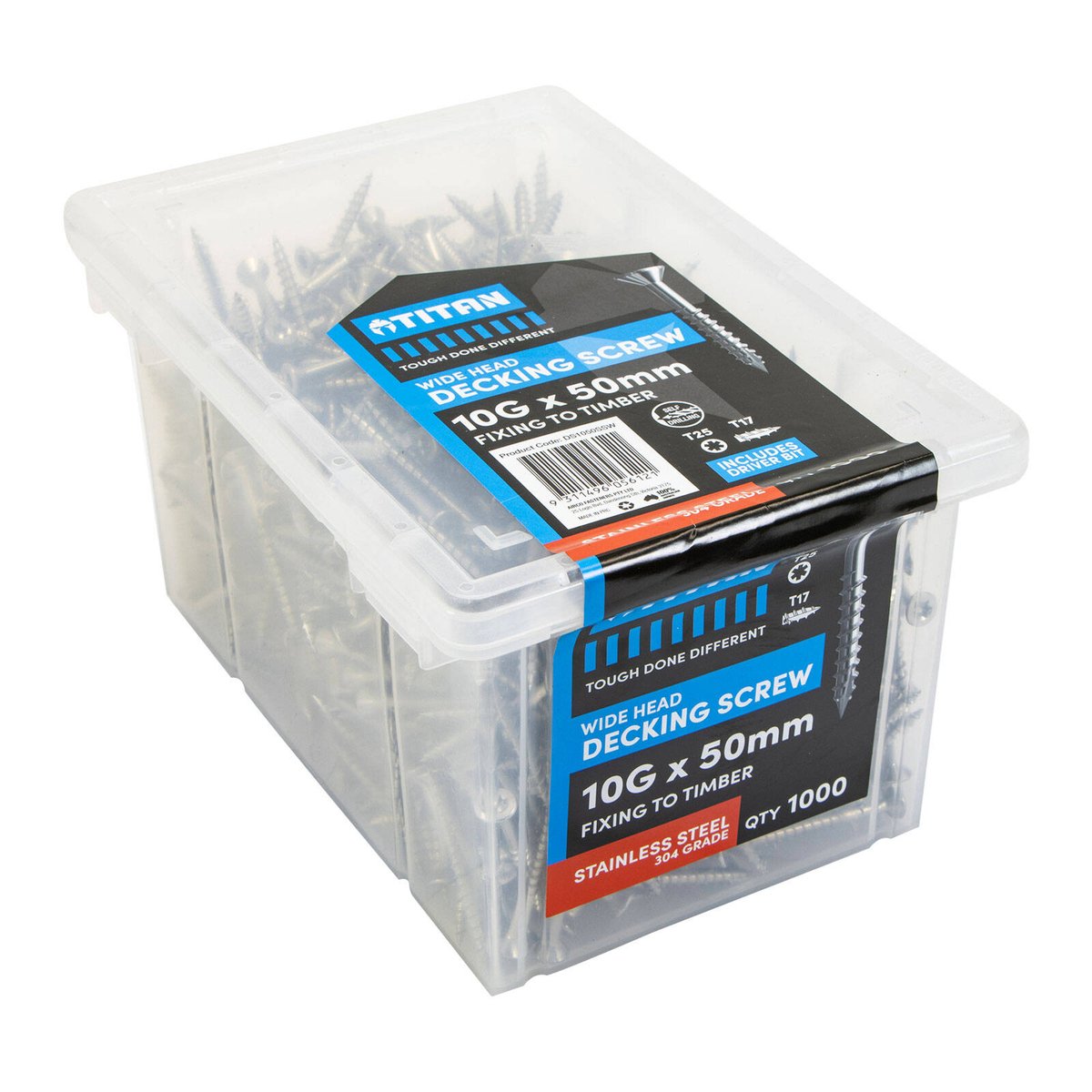 Titan 10g x 50mm Wide Head Decking Screw 304 Stainless Steel Pack of 1000 - Durable - Flush Finish - SuperSaverAU - view 3