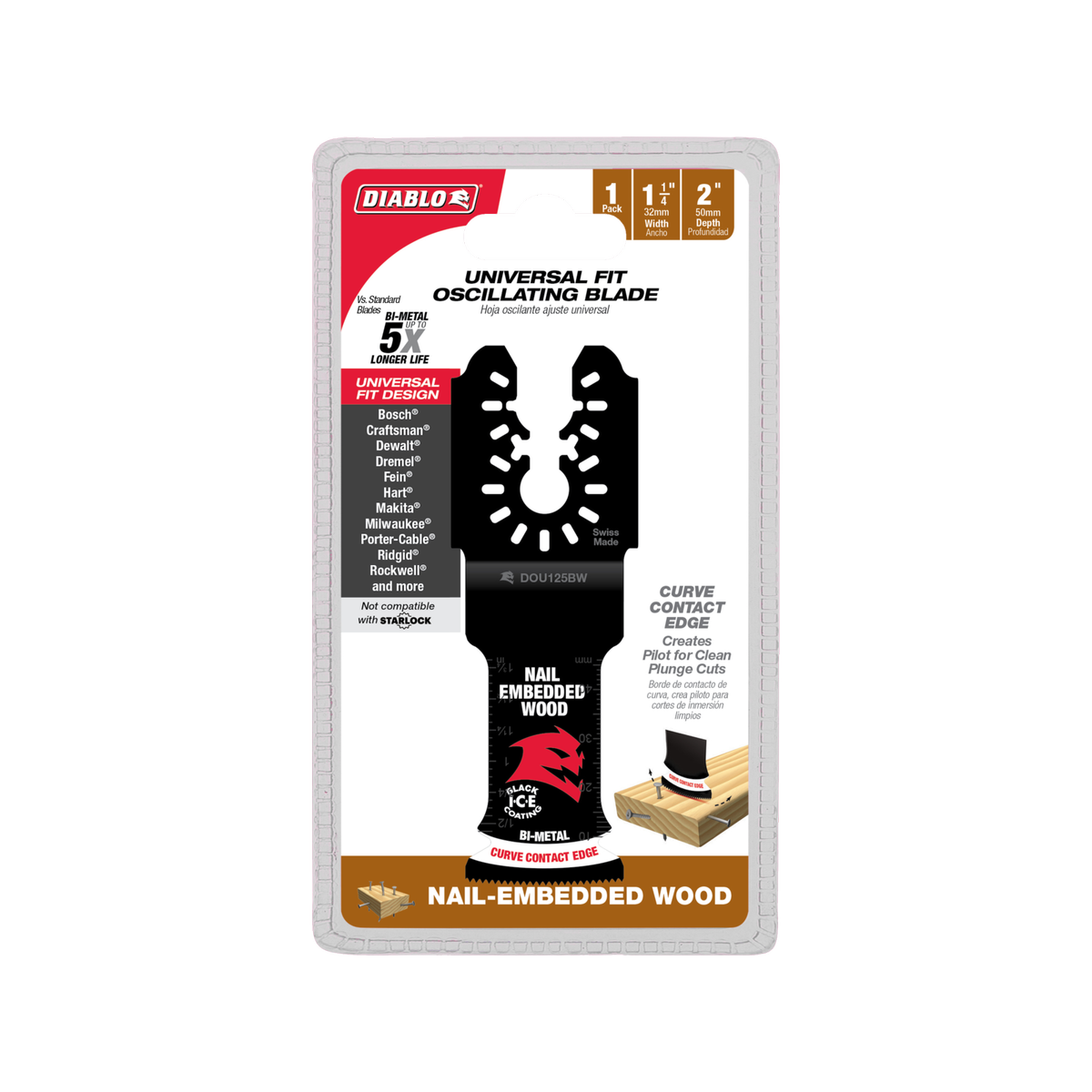 Diablo Universal Multi Tool Blade - 50mm x 32mm - Nail Embedded Wood - Durable - SuperSaverAU - view 1