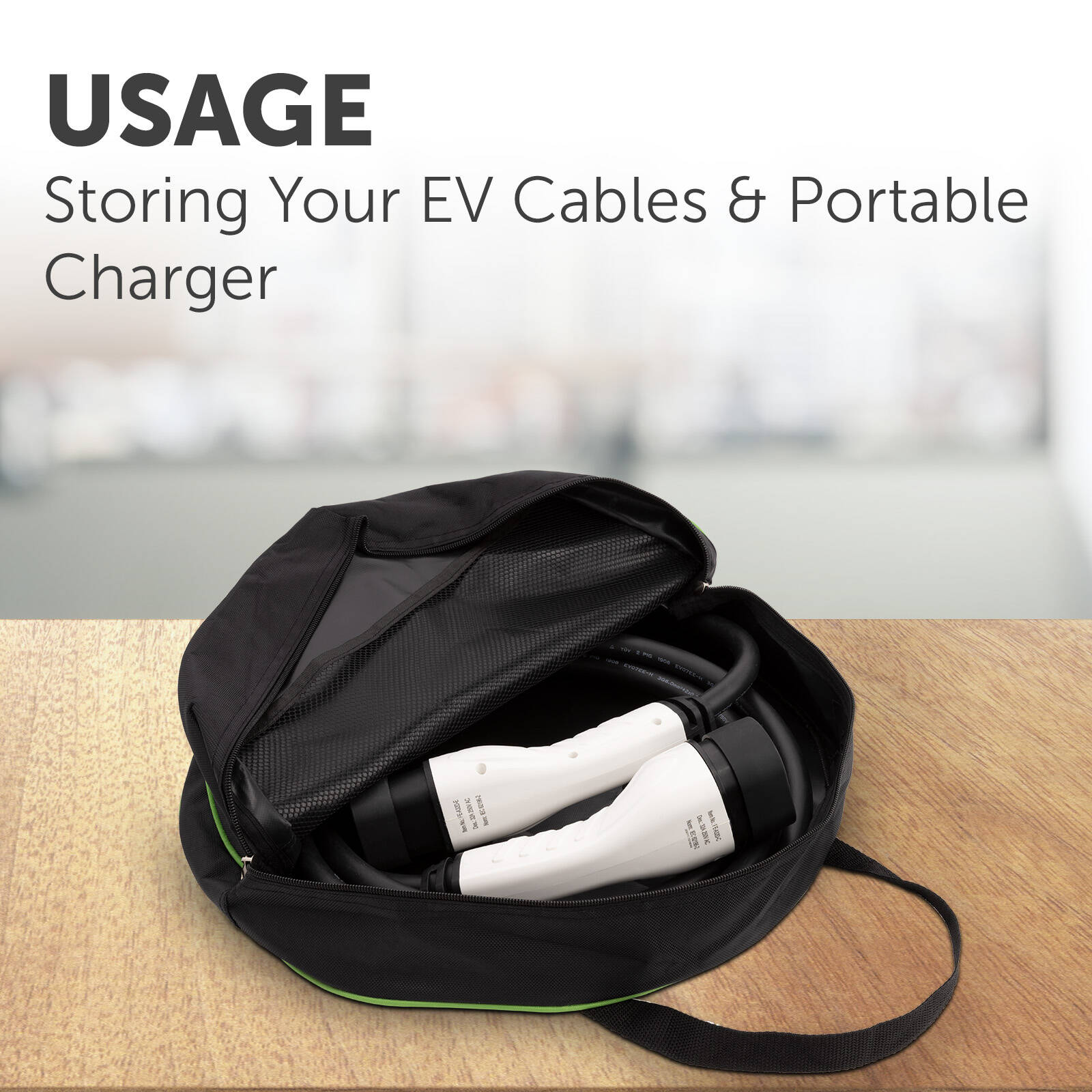 Arlec Portable Charger and Charging Cable Case, Black Fabric, Fits Cables up to 7m