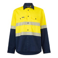 Citeco Hi Vis Long Sleeve Taped Shirt XL 100% Cotton Yellow/Navy - UPF 50+ - SuperSaverAU - view 1